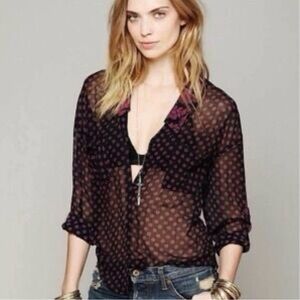 Free People Black Sheer Blouse #197
